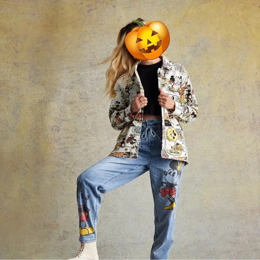 NWT RARE Disney Parks 2022 Mickey and‎ Friends Comic Denim Jacket Adult XXL - Picture 3 of 13